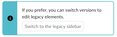 notice to switch to legacy sidebar