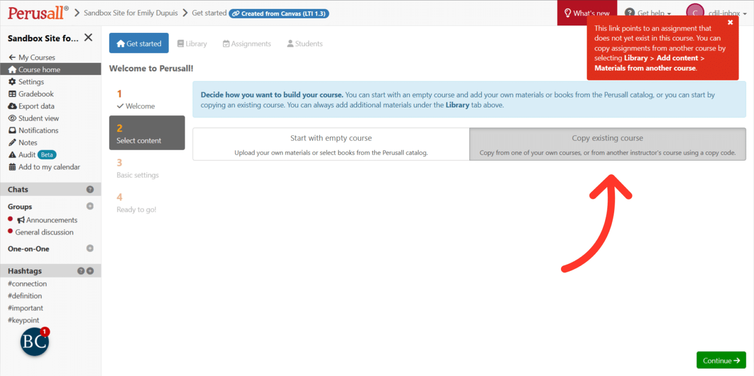 Copying Existing Perusall Content – Digital Learning Design Toolkit