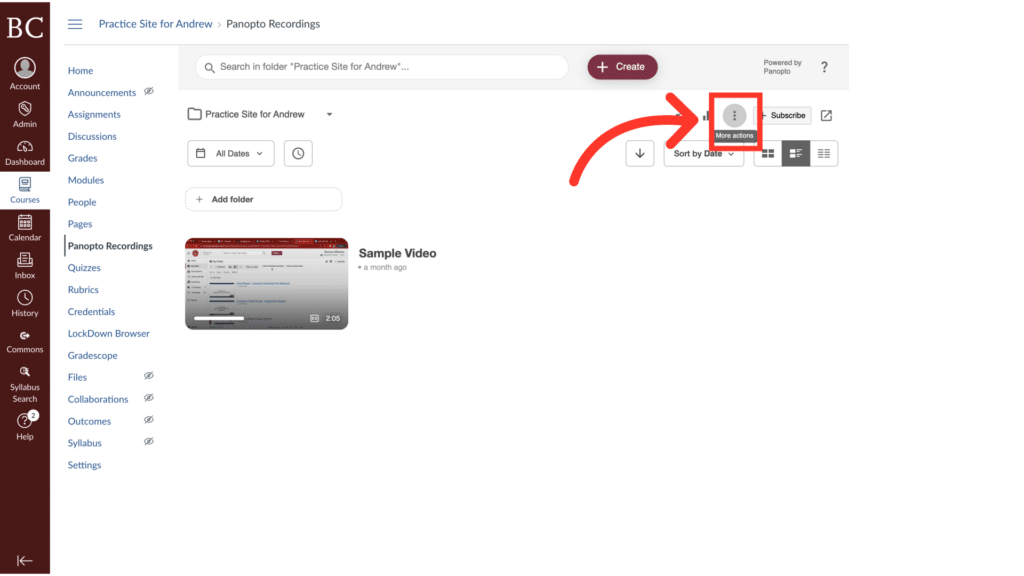 Screenshot of an online educational platform showing video tutorials, search bar, and user options. An arrow points to a "Subscribe" button.